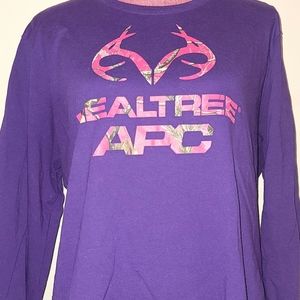 REALTREE - Purple Long-Sleeved T-shirt, w/ Pink Screenprint Logo, Size Adult XL